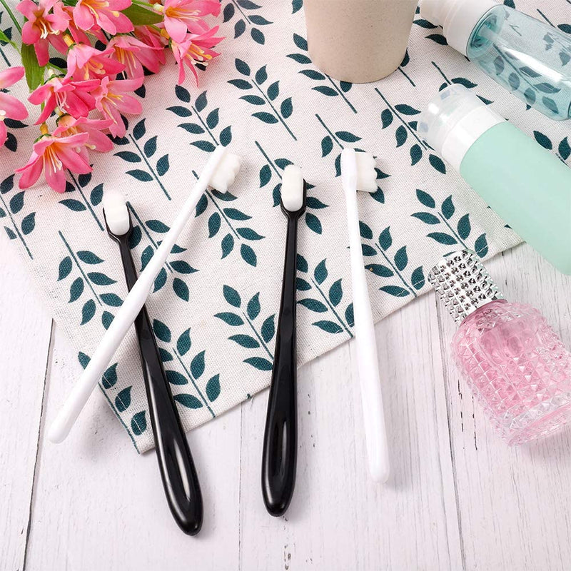 [Australia] - metagio 4 Packs Soft Micro Nano Manual Toothbrush, Soft Bristled Adult Toothbrush Micro-Nano Manual Toothbrush with 20000 Bristles for Fragile Gums Adult and Children(Black+White) 