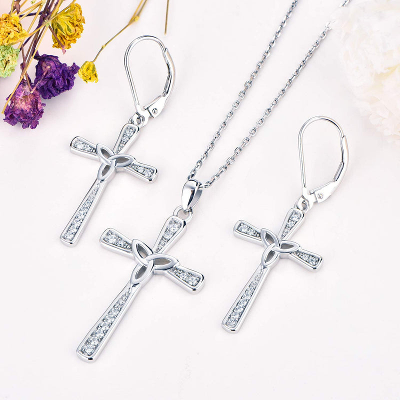 [Australia] - Starchenie Celtic Cross Necklace 925 Sterling Silver Women Celtic Knot Crucifix Pendant Religious Jewelry Christian Baptism Gift 