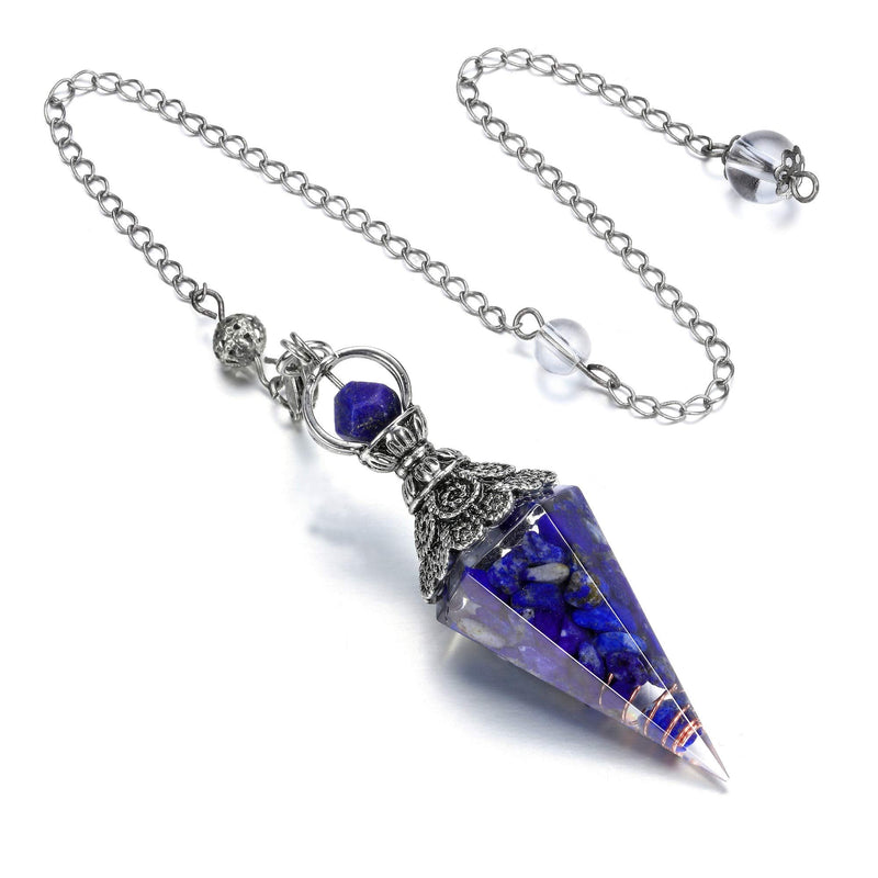 [Australia] - CrystalTears Lapis Lazuli Crystal Pendulum Hexagonal Reiki Healing Crystal Points Gemstone Dowsing Pendulum for Divination Scrying Wicca Crystal Therapy 