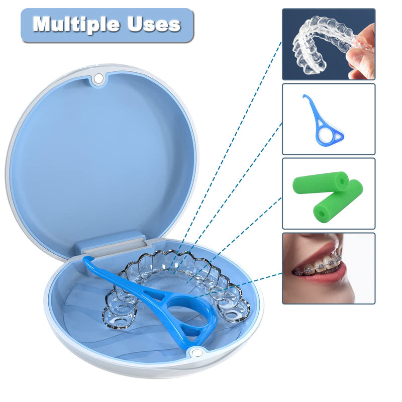 [Australia] - Retainer Case Orthodontic Dental Case: BVN Slim Braces Case, Mouth Guard Case, Denture Box, Teeth Aligner Case, Night Guard Case Container Storage Holder White 