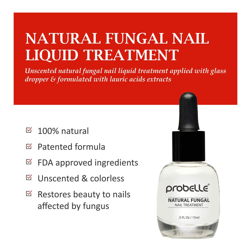 [Australia] - Probelle Natural Fungal Nail Treatment, Anti Fungal Nail Treatment, Nail Color Restoration, Clear Homeopathic Topical Solution .5 oz/ 15 ml (Patented Formula) 