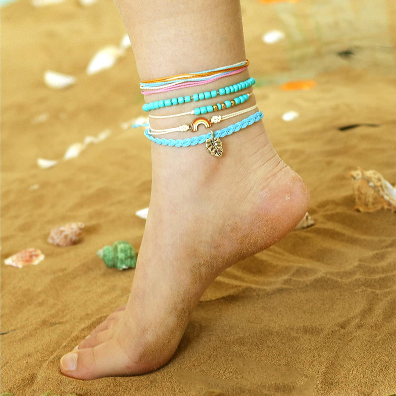 [Australia] - Waterproof String Bracelets for Girls Summer Wave Bracelet Friendship Handmade Wave Bracelet 10PCS colorful sunflower bracelet 