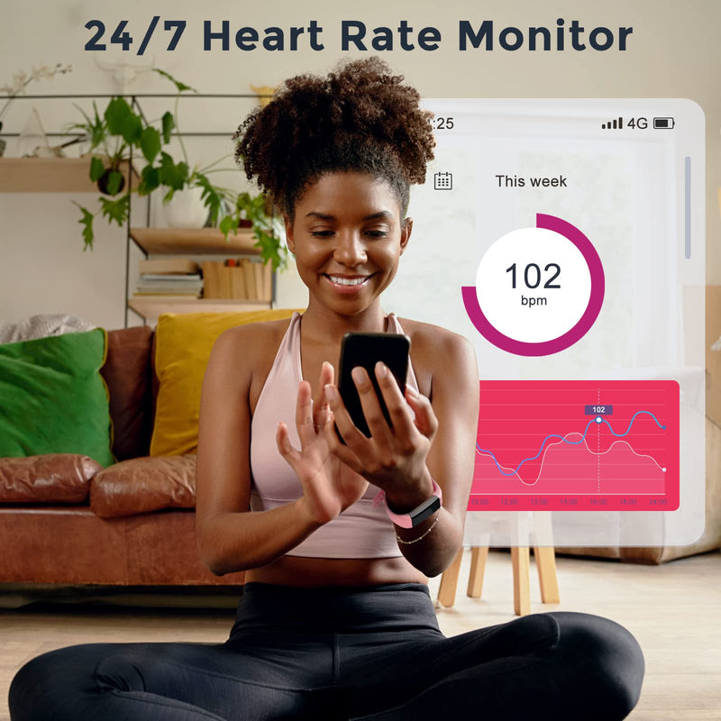 [Australia] - Vilsaw Fitness Tracker, Activity and Heart Rate Tracker with Sleep/Step/Calories Monitor, Waterproof Exercise Pedometer & Fitness Watch for Women Men Pink 