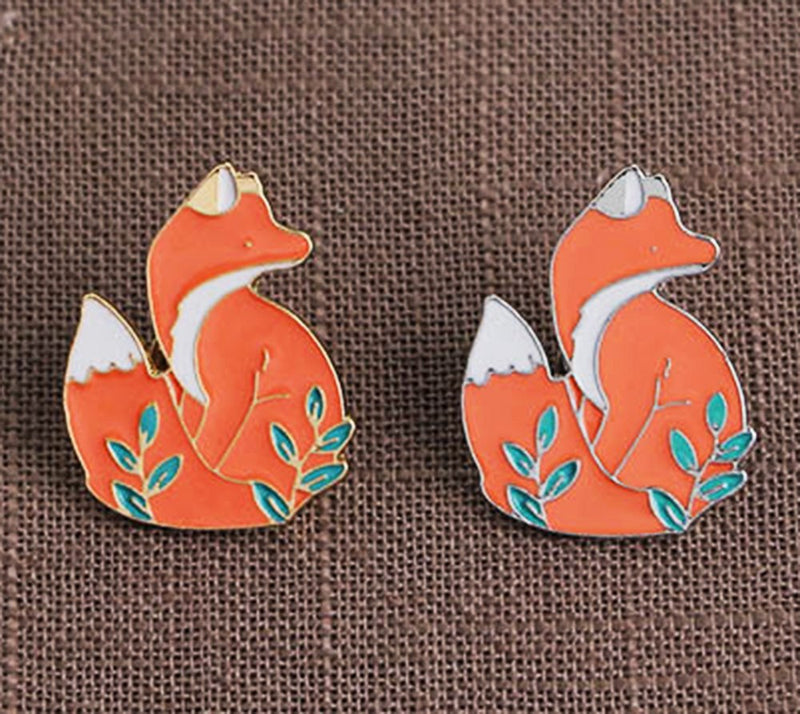 [Australia] - Enamel Pin Sets Cute Pins Funny Animal Lapel Pin Brooch Pin for Backpack (Gold and Silver Fox) 