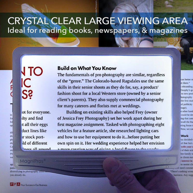 [Australia] - MagniPros 3X Large Ultra Bright LED Page Magnifier with 12 Anti-Glare Dimmable LEDs(Evenly Lit Viewing Area & Relieve Eye Strain)-Ideal for Reading Small Prints & Low Vision Seniors with Aging Eyes 