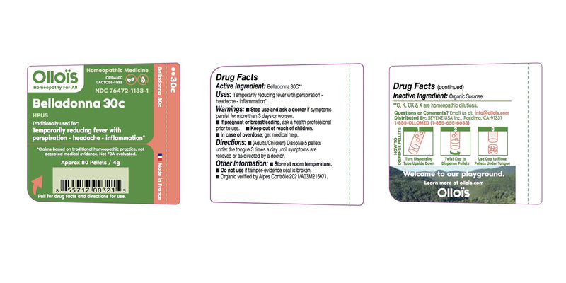 [Australia] - OLLOIS Belladonna 30c Organic, Lactose-Free Homeopathic Medicine, 80 Pellets (Pack of 1) 80 Count (Pack of 1) 