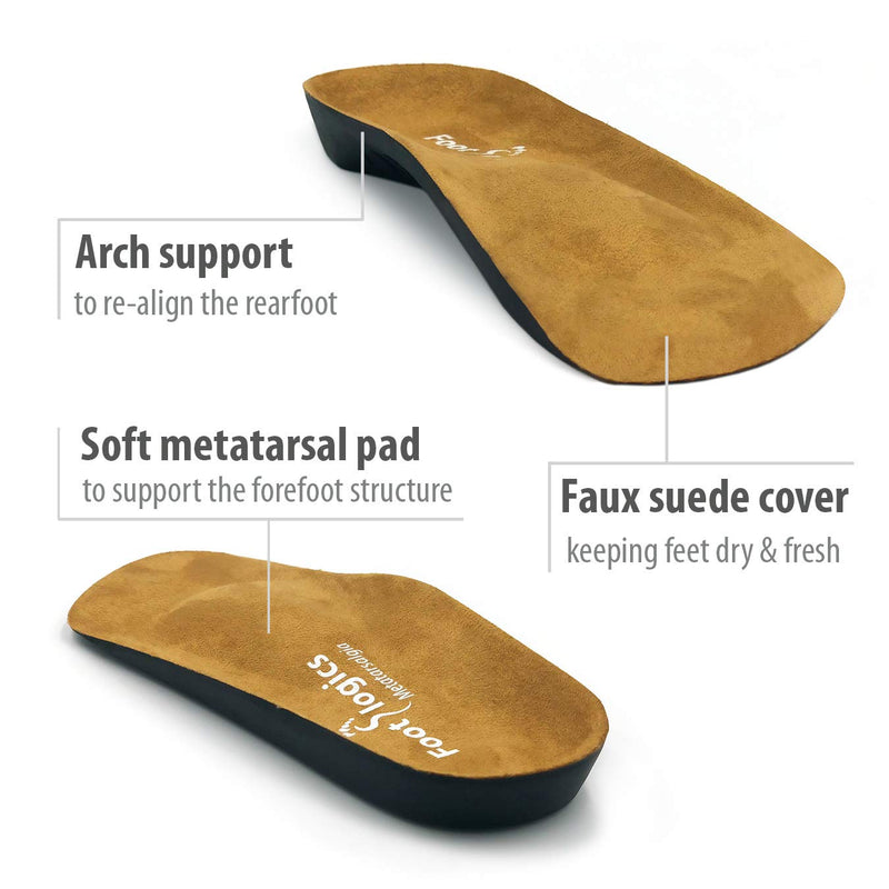 [Australia] - Footlogics 3/4 Length Orthotic Shoe Insoles with Built-in Raise for Ball of Foot Pain, Morton’s Neuroma, Flat Feet - Metatarsalgia M (Men's 8-9.5, Women's 9.5-11) 
