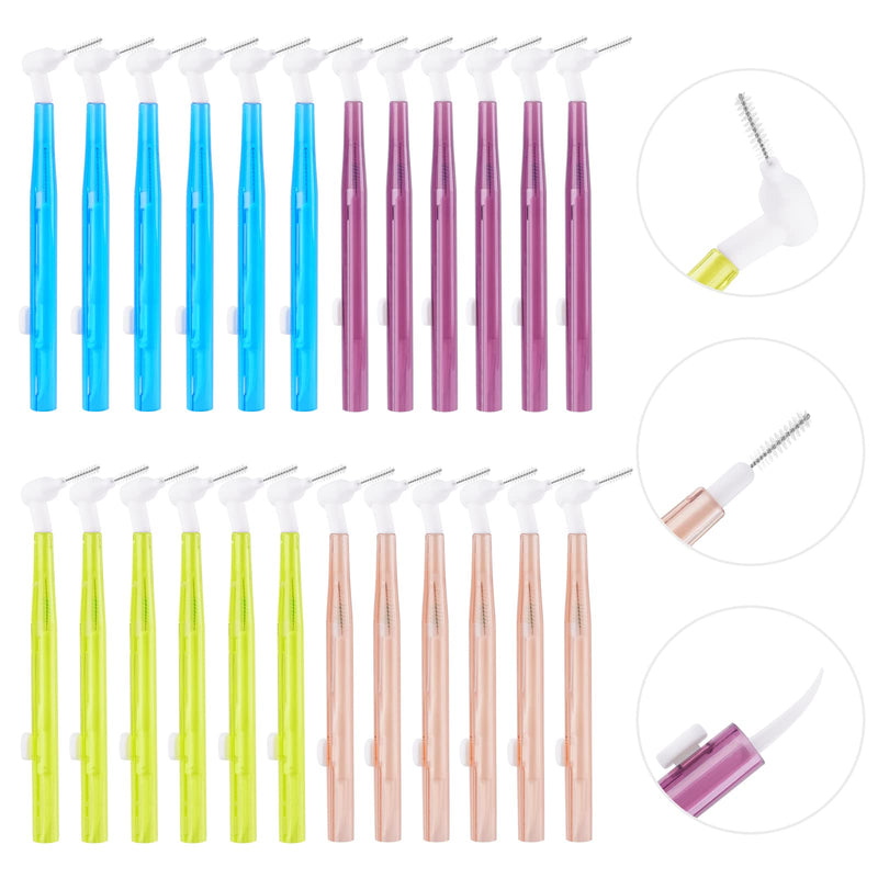 [Australia] - ACWOO Interdental Brushes, 24 Pcs Dental Brushes Toot Floss Set with 3 Removable Head, Flexible Oral Dental Hygiene Brush Tooth Cleaning Tool for Oral Cleaning & Care 