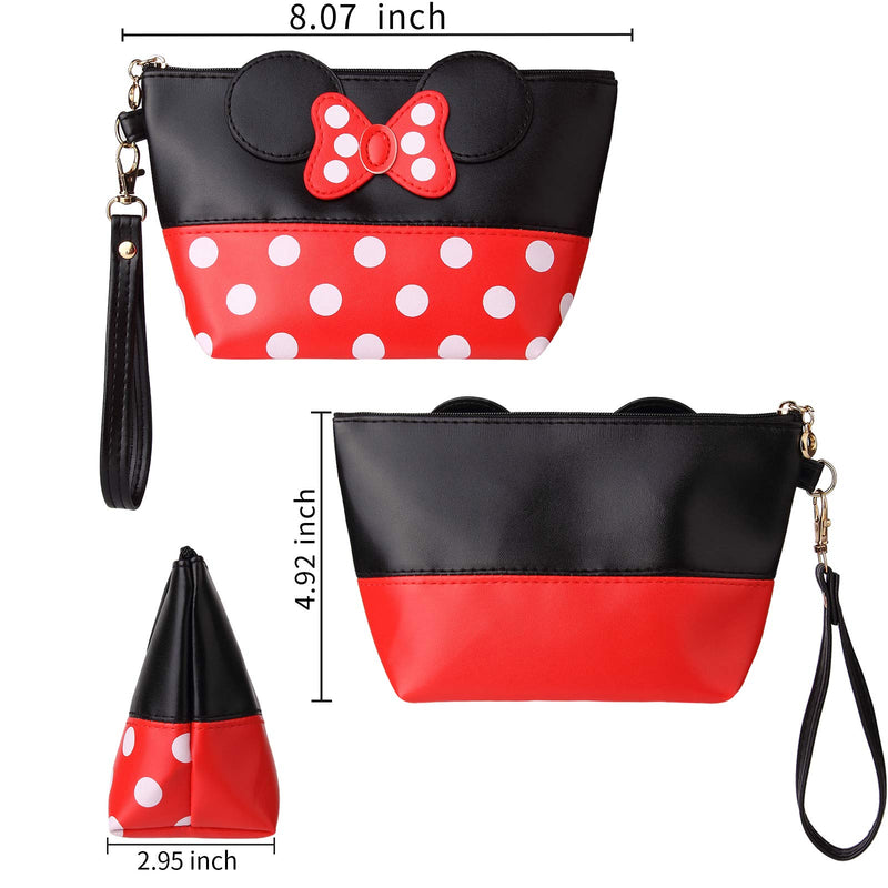 [Australia] - yiwoo 2Pcs Cosmetic Bag Mouse Ears Bag with Zipper,Cartoon Leather Travel Makeup Handbag with Ears and Bow-knot, Cute Portable Cosmetic Bag Toiletry Pouch for Women Teen Girls Kids (Black) 2pcs/Black 