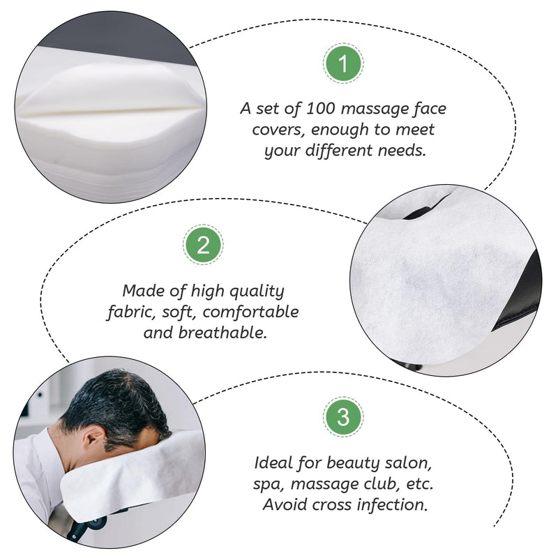 [Australia] - Disposable Face Cradle Covers, Luriseminger 100pcs Massage Face Covers Disposable Face Rest Covers Non-Woven Head Cradle Covers- 14.17 x 10.6 inches/ 36 x 27cm (100) 100 