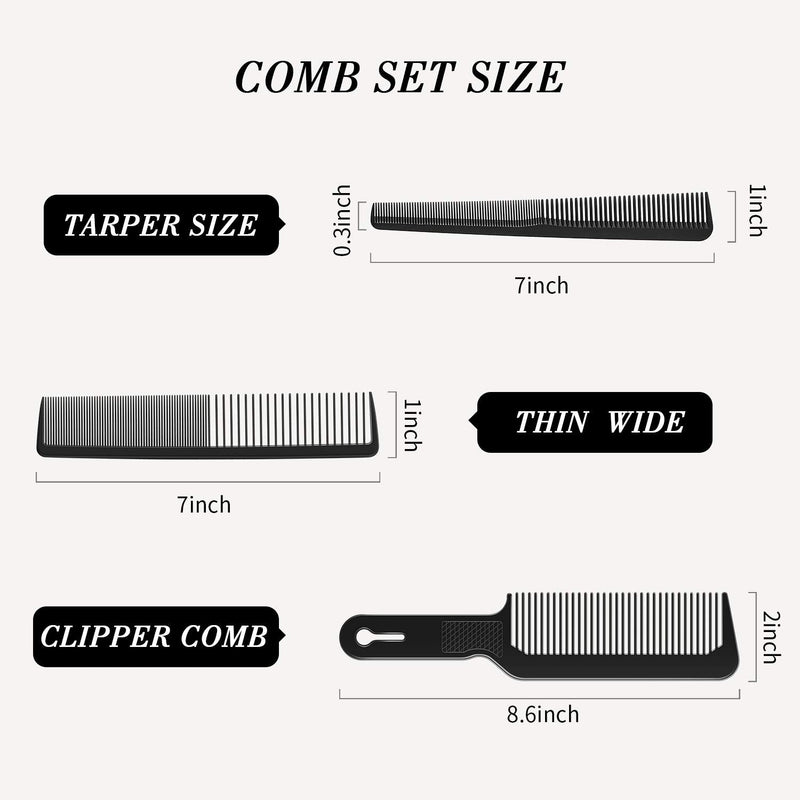 [Australia] - 3 Pieces Men Barber Comb Set Taper Hair Cutting Flat top Clipper Flattop Barberology Comb Heat-Resistant Fiber Comb for Men Women 