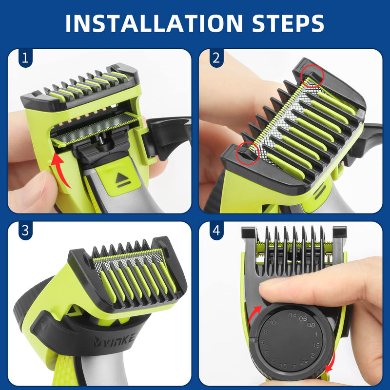 [Australia] - Yinke Guide Comb Guards for Philips Norelco OneBlade/One Blade QP2520 QP2530 QP2620 QP2630, 14 Adjustable Lengths (0.4mm-10mm) Electric Face Body Trimmer Shaver Replacement 1+2PCS 