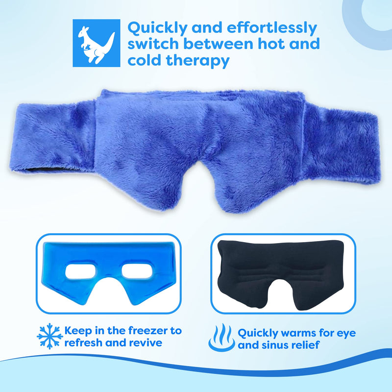 [Australia] - Huggaroo Gem - Super Plush Heated Eye Mask and Sleep Mask with Gel Ice Pack - Soft, Washable Cover and Lavender Aromatherapy - Blue Blue (Scented) 