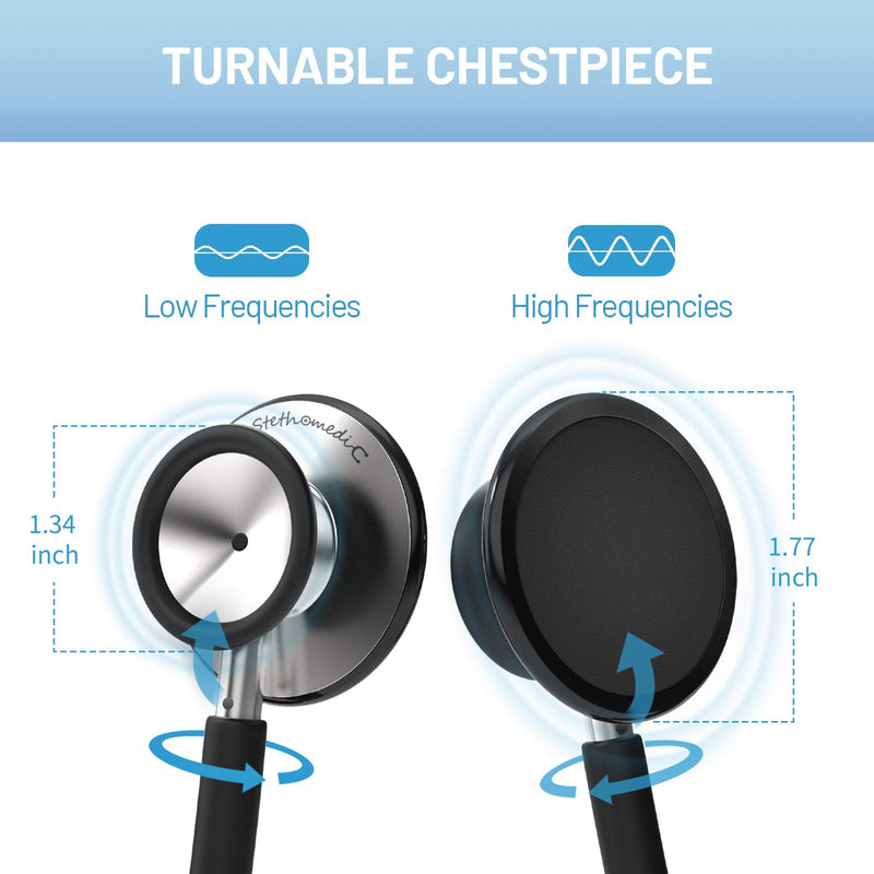 [Australia] - Dual Head Stethoscope for Medical and Home by FriCARE, Classic Lightweight Design, Stethoscope for Adult, Gift for Nurses, Doctors, Medical Students, 28 inch (Black) Black 
