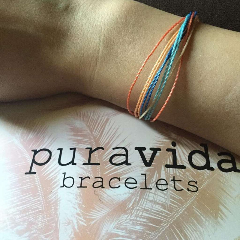 [Australia] - Pura Vida Jewelry Bracelets Bright Bracelet - 100% Waterproof and Handmade w/Coated Charm, Adjustable Band Citrus Surfline 