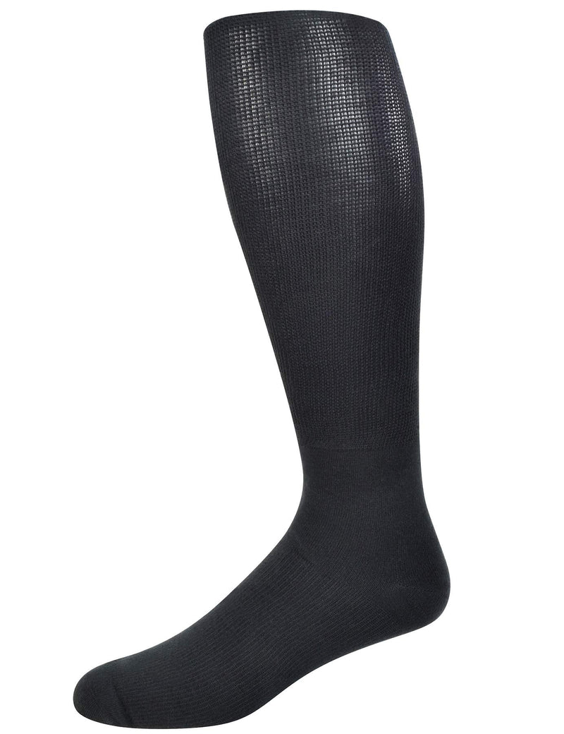 [Australia] - Yomandamor 4 Pairs Mens Over the Calf Compression/Diabetic Dress Socks with Seamless Toe Size 13-15 4 Pairs Black 
