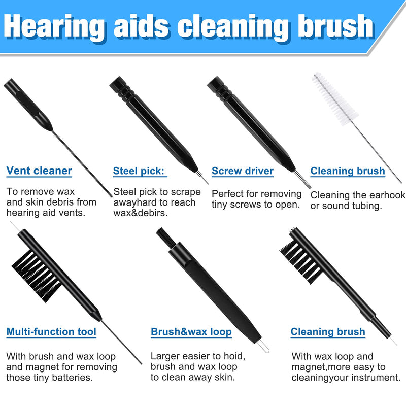 [Australia] - 12 Pieces Hearing Aid Cleaning Tools Hearing Aid Cleaning Kit Hearing Aid Case Cleaner Kit with Wax Loop and Magnet Multi-Functional Earphone Earbuds Cleaner Kit with Velvet Bag 