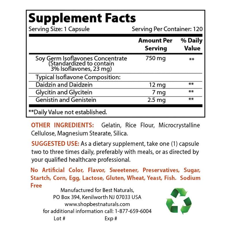 [Australia] - Best Naturals Best Naturals Soy Isoflavones for Women 750 Mg Capsules, 120 Count 120 Count (Pack of 1) 