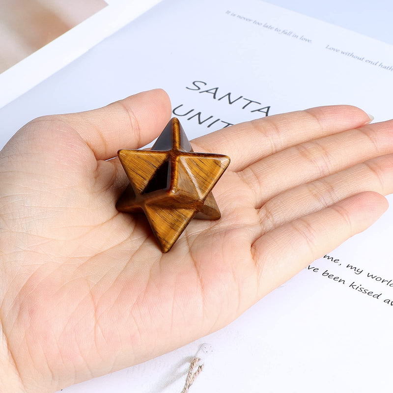 [Australia] - Hxswkk Tiger Eyes Crystal Merkaba Stars Hand Carved Gemstones Therapy for Reiki Spiritual Energy Gifts 1inches 