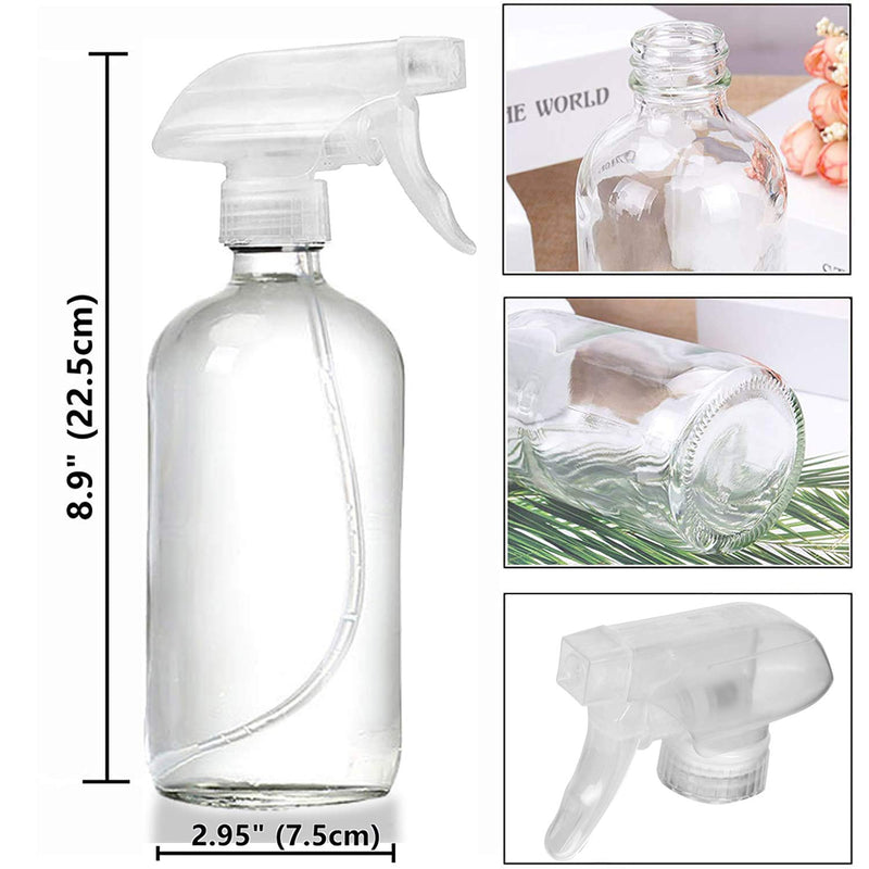 [Australia] - Glass Spray Bottle, Niuta 16 OZ Clear Glass Empty Spray Bottles with Labels for Plants, Pets, Essential Oils, Cleaning Products - Black Trigger Sprayer w/Mist and Stream Settings 1 Pack Clear Trigger/Bottle 