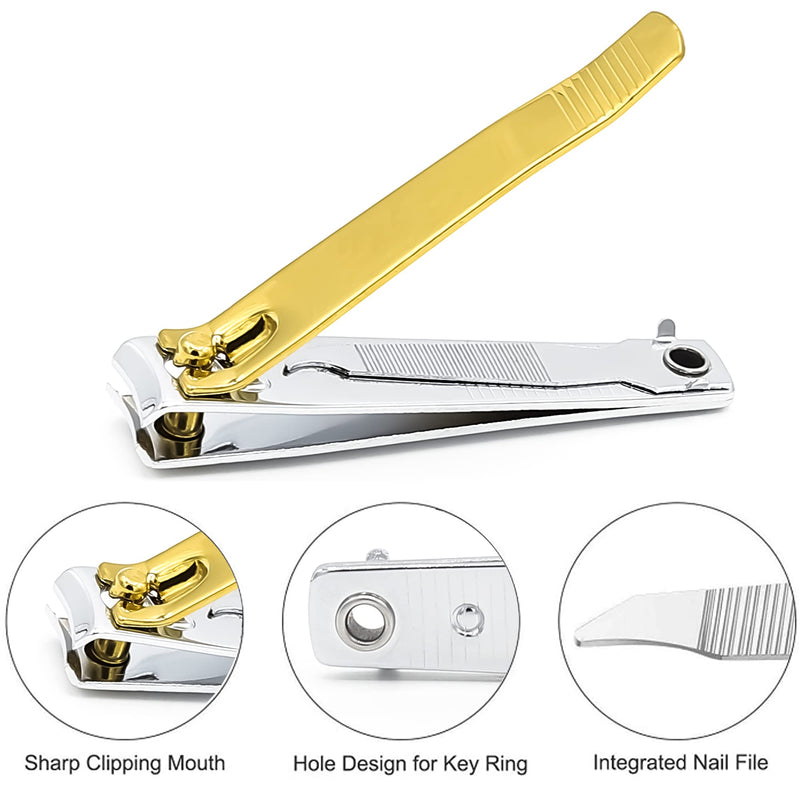 [Australia] - Nail Clippers Nail Cutter 2PCs Set Stainless Steel Fingernails Toenails Clippers for Men Women Sturdy Nail Clipping Kit (Gold) Gold 