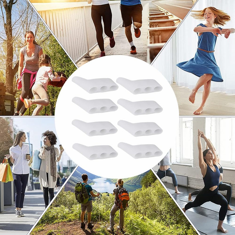 [Australia] - 8 Pack Gel Toe Corrector Pinky Toe Separator Pain Relief Toe Protector Relieve Bunion Foot Care Tools Three-Hole Little Toe Separator 