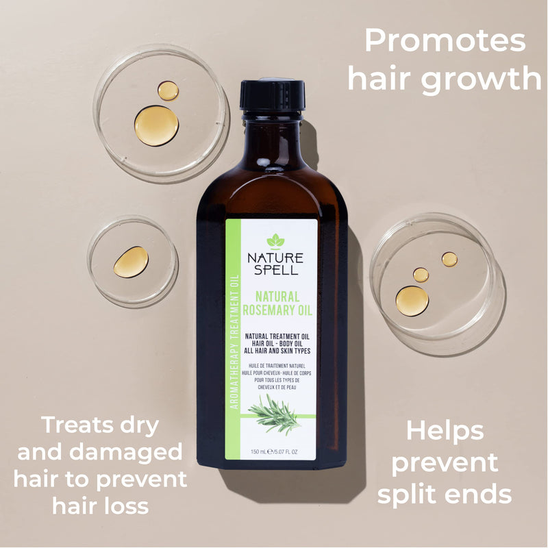 [Australia] - Nature Spell Rosemary Oil for Hair & Skin 150ml – Rosemary Oil for Hair Growth – Treat Dry Damaged Hair to Target Hair Loss – Body Oil for Dry Skin – Made in the UK 