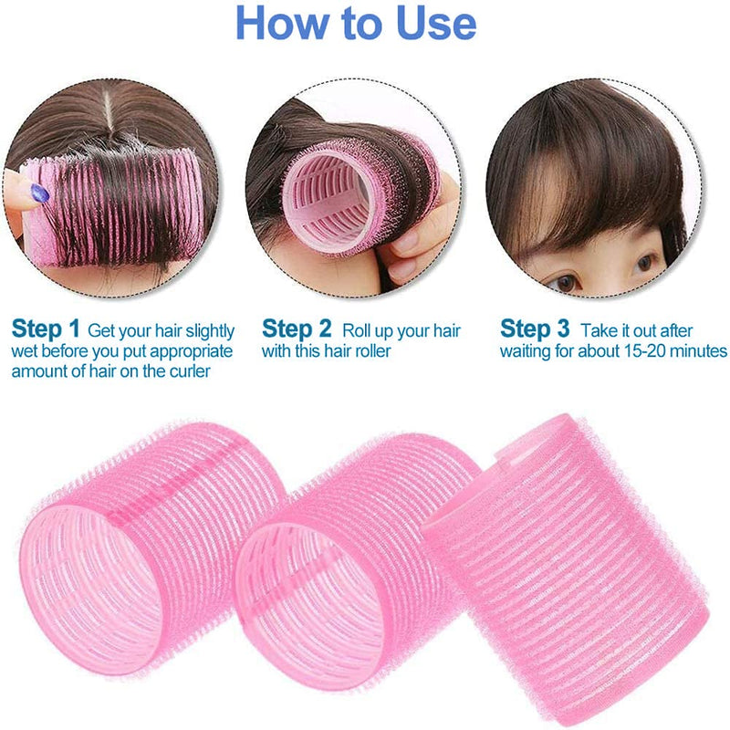 [Australia] - Self Grip Hair Rollers Set, 16 Pieces Salon Hairdressing Curlers, Hair Rollers Set With Clips, 8 Rollers and 8 Duck Bill Clips, for Women Long Hair, Men, Salon Hairdressing (64 mm) 