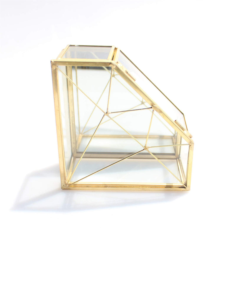[Australia] - Handcrafted Clear Diamond Shape Glass Box With Hinged Lid Keepsake Jewelry Trinket … Copper 