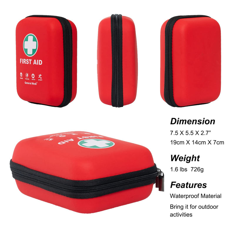 [Australia] - First Aid Kit - 170 Pieces Hard Case and Lightweight - Includes 2 x Eyewash,Instant Cold Pack,Emergency Blanket for Travel, Home, Office, Vehicle Red 
