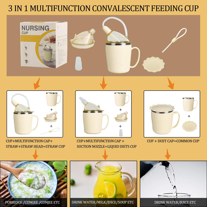 [Australia] - KIKIGOAL Convalescent Feeding Cup, Drinking Cup with Straw for Disabled Patient Maternity Drink Water Porridge Soup, Drinking Aids Wh 