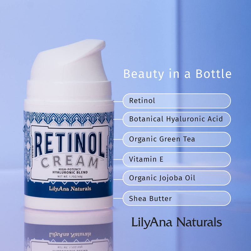 [Australia] - LilyAna Naturals Retinol Cream for Face - Made in USA, Retinol Cream, Anti Aging Cream, Retinol Moisturizer for Face, Wrinkle Cream for Face, Retinol Complex - 1.7oz 1.7 Ounce (Pack of 1) 