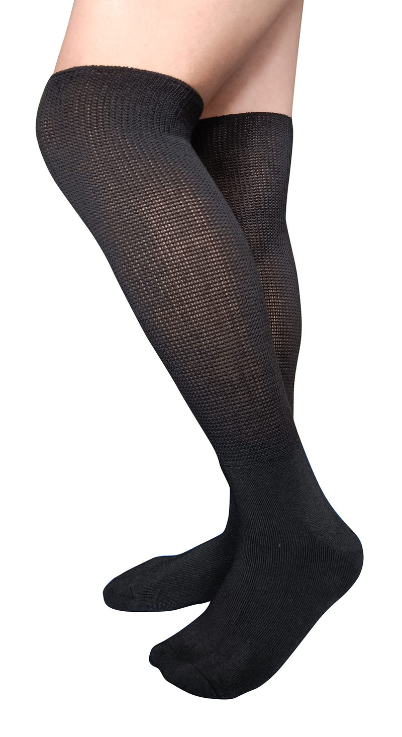 [Australia] - VEIGIKE Extra Wide Lymphedema Bariatric Socks Knee High Replacemen Sock Liner for Air Cam Walkers Brace Orthopedics Cast Boot Men Women, Black-2pairs, One Size 