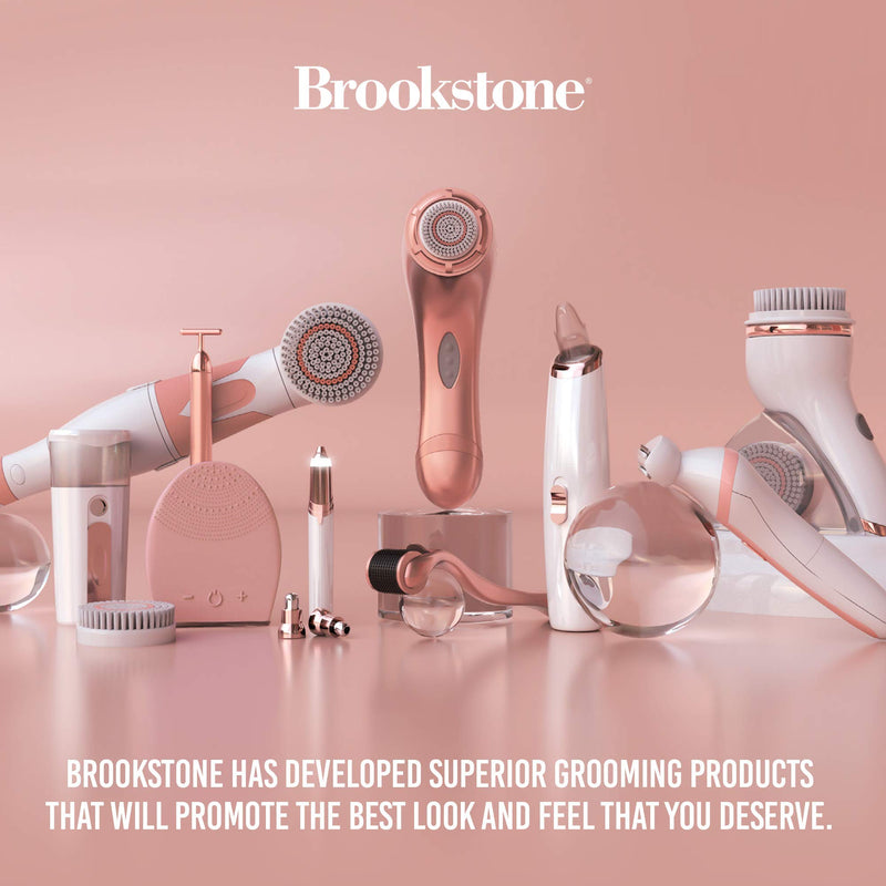 [Australia] - Brookstone Travel Pore Cleanser for Deep Cleansing, Removes Dead Skin Cells and Rejuvenates Skin, Powerful Pore Suction, Cordless and Waterproof Design WHITE/ ROSE GOLD 
