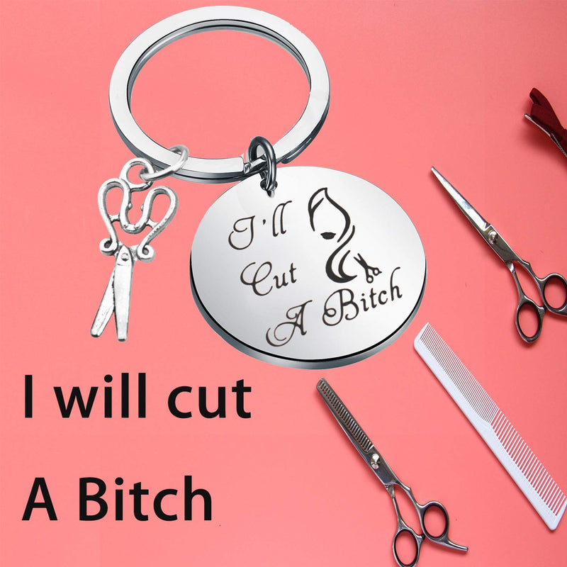 [Australia] - TGBJE Funny Hair Stylist Gift I’ll Cut A Bitch Scissors Keychain Hairdresser Gift Cosmetology Graduation Gift Cut A Bitch 