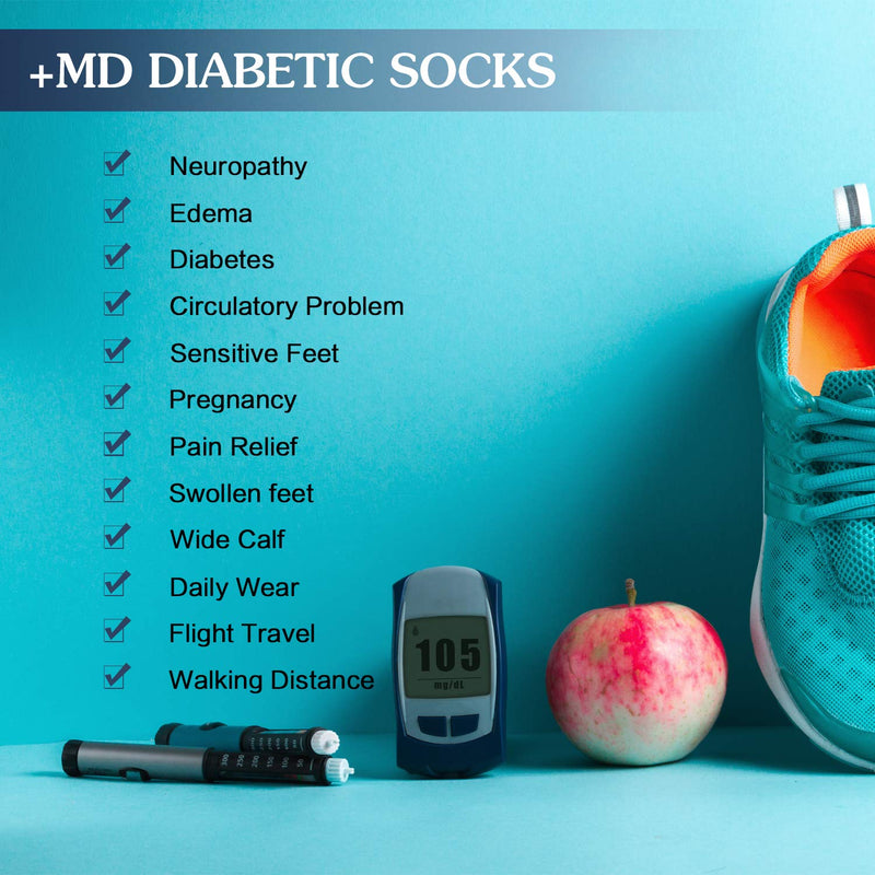 [Australia] - +MD Non-Binding Diabetic Socks for Men Women-6 Pairs Medical Circulatory Crew Socks with Cushion Sole Brown 9-11 