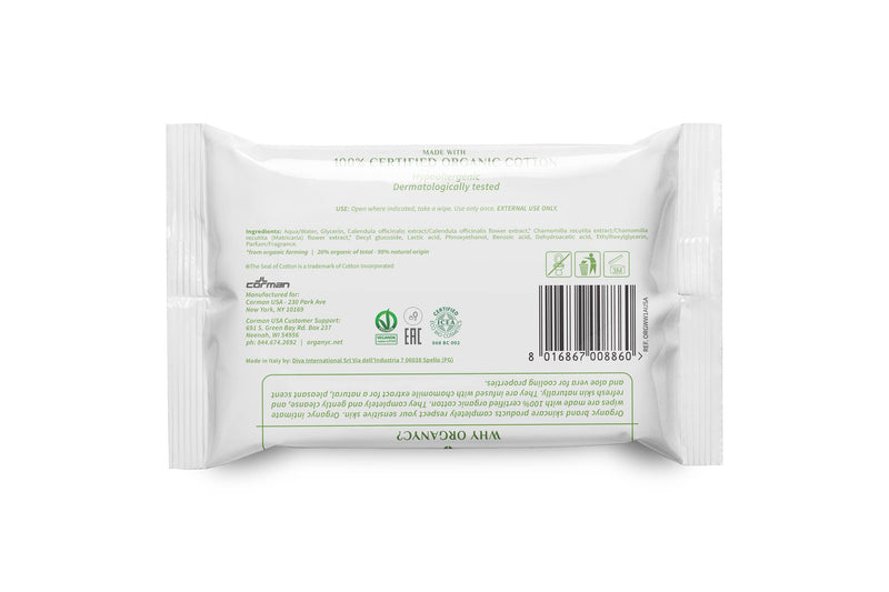 [Australia] - Organyc - 100% Organic Cotton Intimate Wet Wipes, No Parabens, Alcohol, or Chlorine -, White, 20 Count (Pack of 1) (ORGWW1A) 