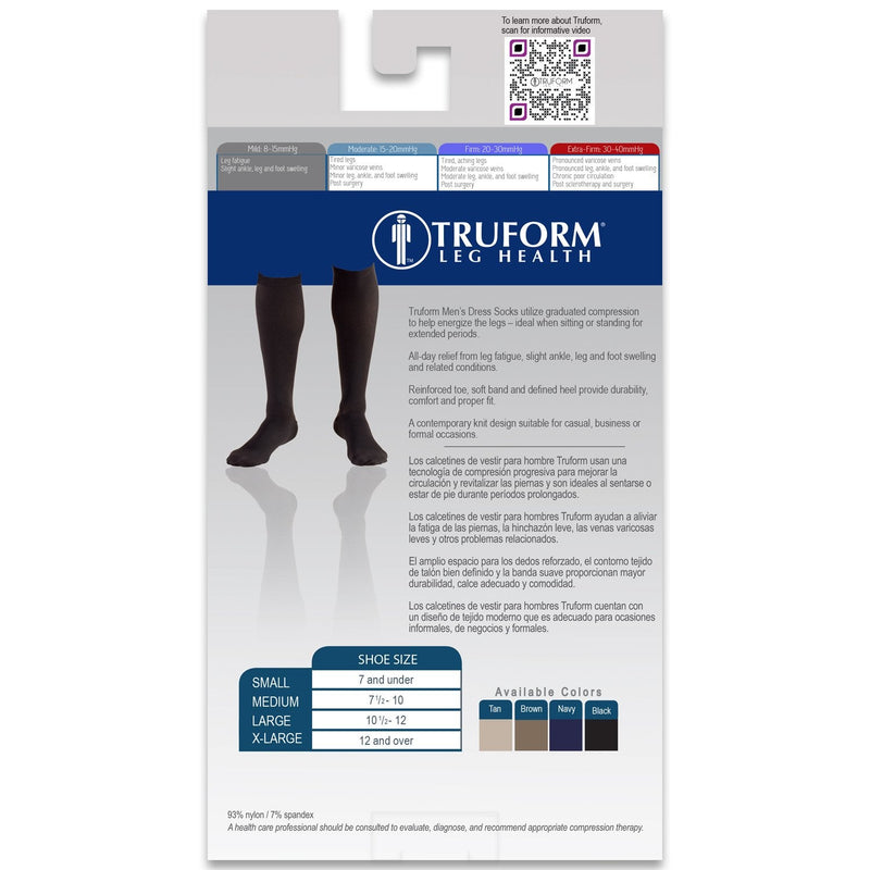 [Australia] - Truform Compression Socks, 8-15 mmHg, Men's Dress Socks, Knee High Over Calf Length, Black, X-Large (8-15 mmHg) X-Large (1 Pair) 