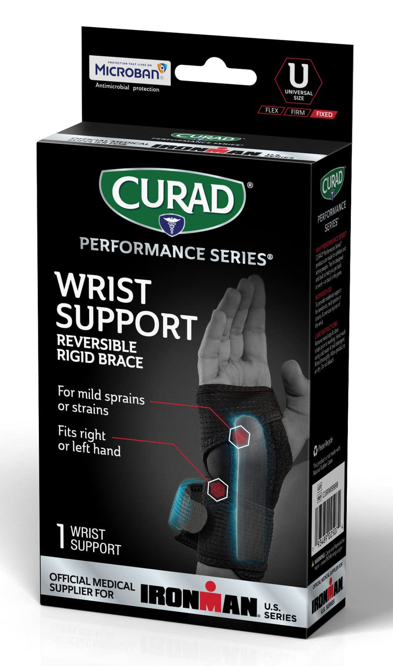 [Australia] - Curad Performance Series Ironman Wrist Support, Reversible Rigid Brace, Universal Fit for Mild Sprains and Strains 