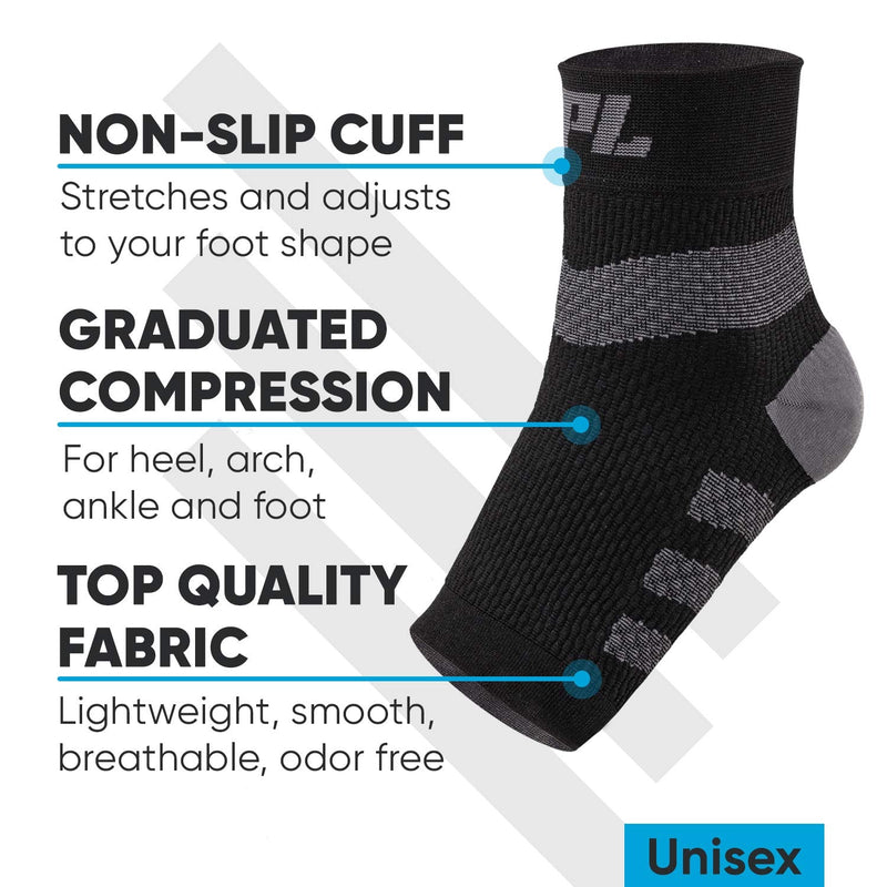 [Australia] - Powerlix Plantar fasciitis socks for Neuropathy (Pair) for Women & Men, Ankle Brace Support, Toeless Compression Socks & Foot Sleeve for Arch & Heel Pain Relief - Treatment & Everyday Use X-Large (1 Pair) Black 