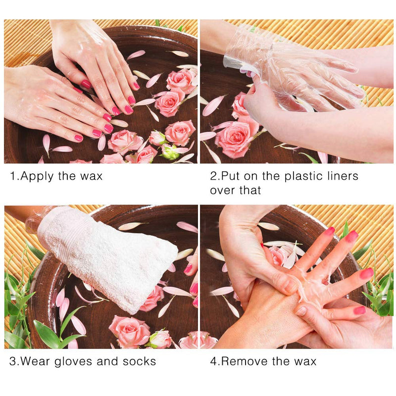 [Australia] - SelfTek 200Pcs Paraffin Wax Bath Liners Disposable Plastic Hand and Foot Bags for Pedicure Hot Spa Wax Treatment Thermal Paraffin Wax Therapy with 200 Stickers for Snug Closure 