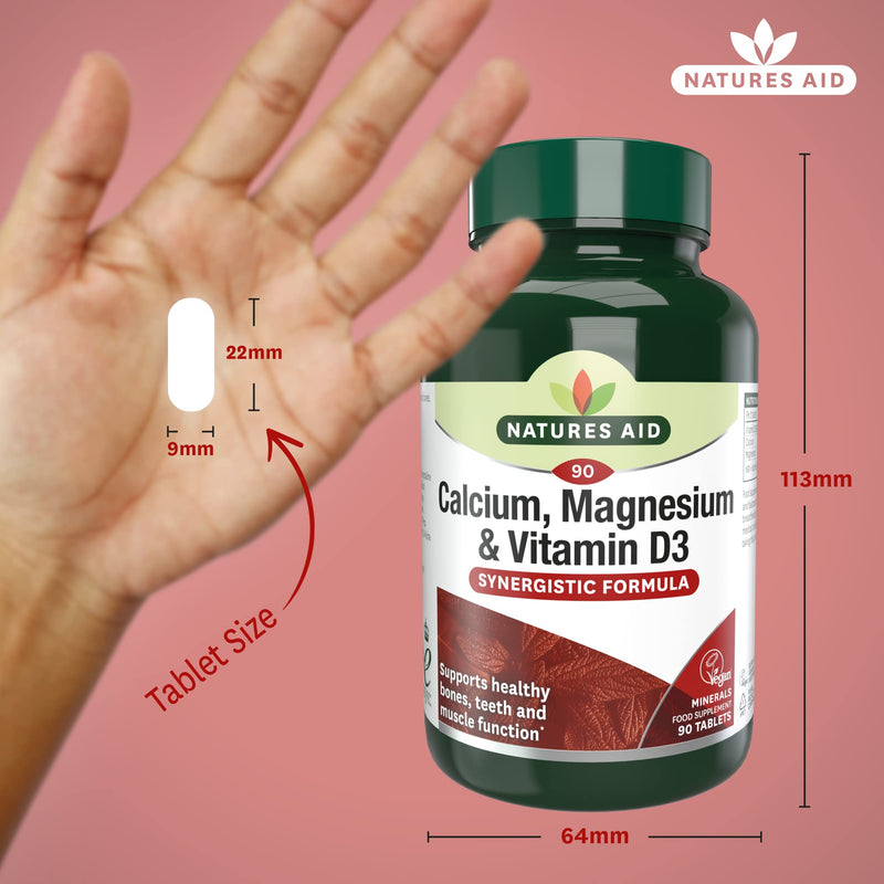 [Australia] - Natures Aid Calcium, Magnesium and Zinc, Maintain Normal Bones, Teeth and Muscle Function, Vegan, 90 Tablets 