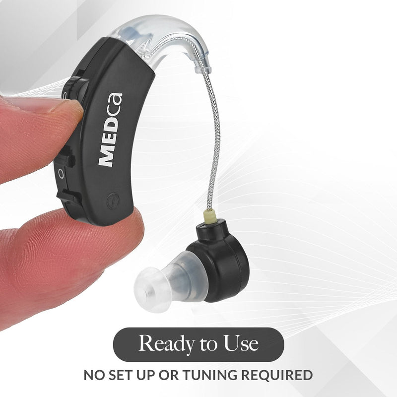 [Australia] - Behind the Ear Sound Amplifier - BTE Hearing Ear Amplification Device and Digital Sound Enhancer PSAD for the Hard of Hearing, Noise Reducing Feature, Black, By MEDca 