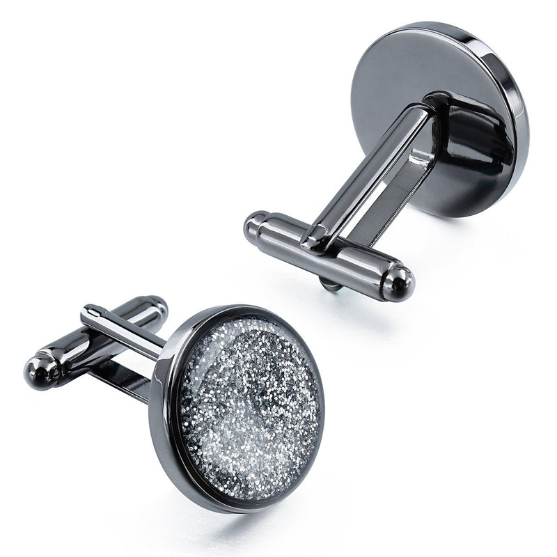 [Australia] - HAWSON Cufflinks and Tuxedo Studs Set for Mens Diamond dust Cufflinks - Business Gift Wedding Party Accessories… cufflinks Black 