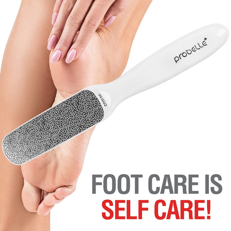 [Australia] - Probelle Double Sided Multidirectional Nickel Foot File Callus Remover - Immediately reduces calluses and corns to powder for instant results, safe tool (White) White 