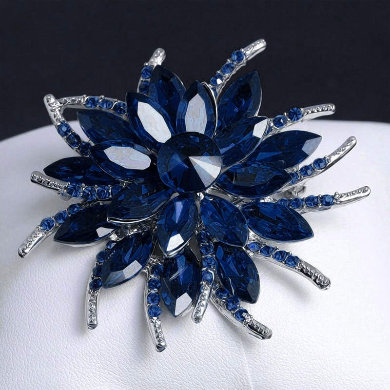 [Australia] - Merdia Flower Brooches Pin for Women Brides Created Crystal Brooch Blue（3Pcs） 