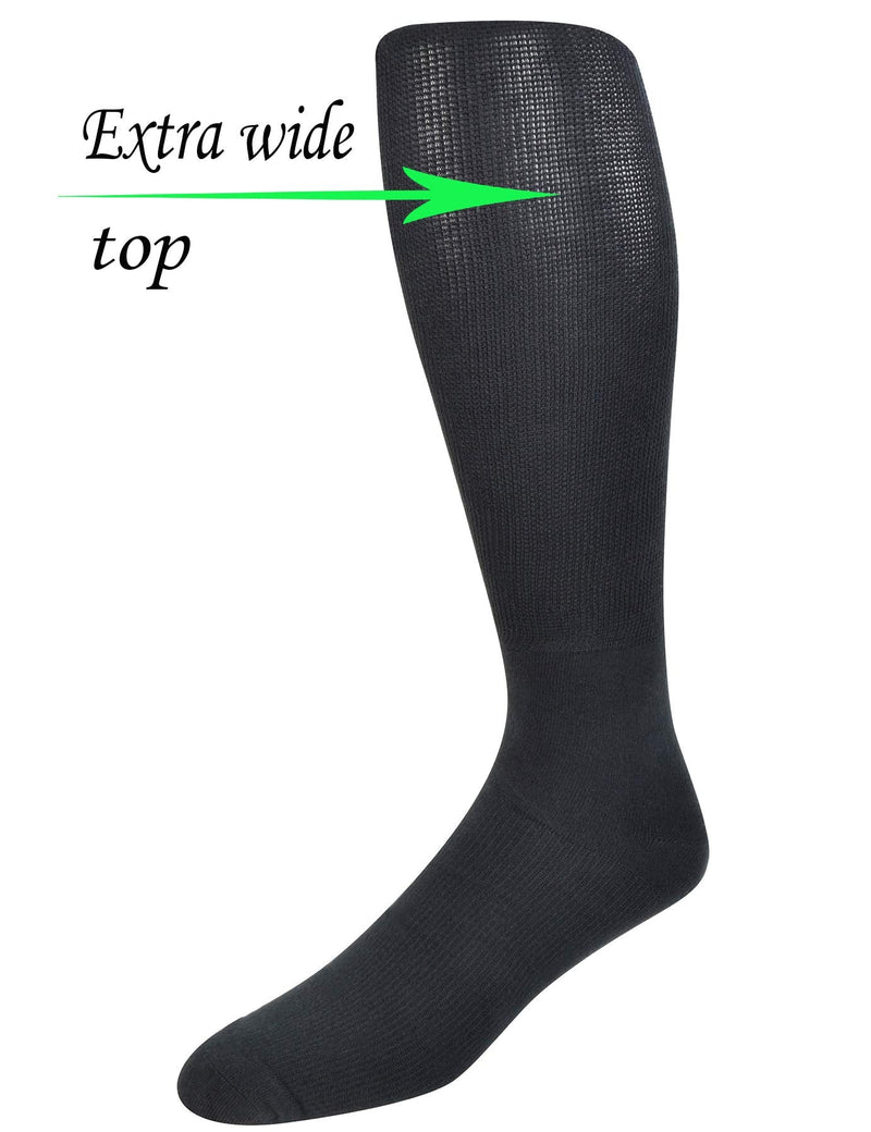 [Australia] - Yomandamor 4 Pairs Mens Over the Calf Compression/Diabetic Dress Socks with Seamless Toe Size 13-15 4 Pairs Black 