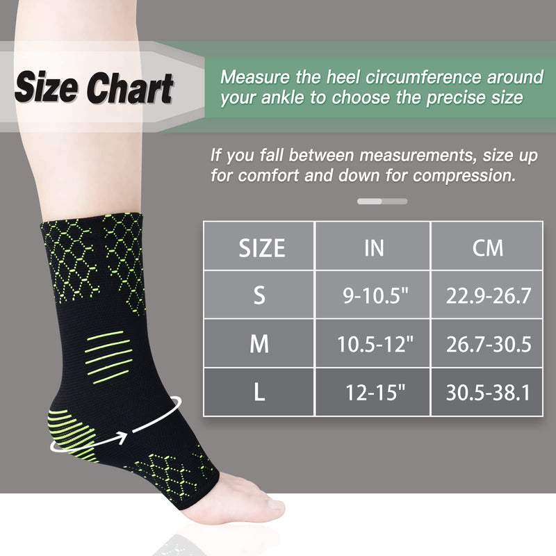 [Australia] - INDEEMAX 1 Pair Ankle Sprain Brace, Compression Ankle Wrap for Sprained Ankle Support Brace for Achilles Tendonitis, Joint Pain Relief, Plantar Fasciitis, Running, Volleyball Ankle Braces (Small, Green) Small 