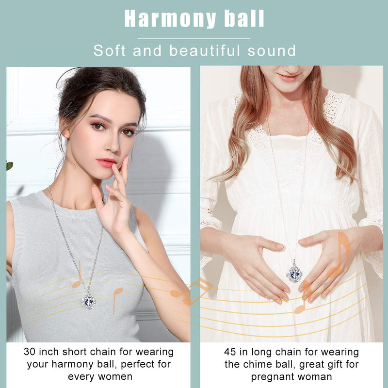 [Australia] - Harmony Ball Pregnancy Bola Necklace, AEONSLOVE Cat Stars Harmony Ball Locket Music Angel Chime Caller Bell 18mm Mexican Bola Wishing Balls Pendant Necklaces Best Jewellery Gift for Pregnancy Mom Baby Navy 