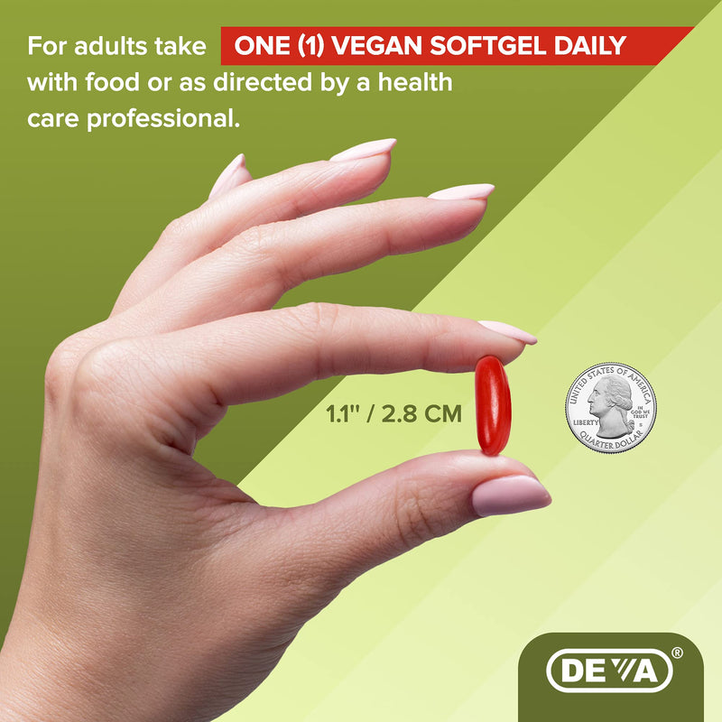 [Australia] - Deva Vegan Omega-3 DHA EPA Supplement - Once-Per-Day Softgel 500 MG - Carrageenan Free - Gelatin Free - Non-Fish - Algae Oil Omega-3 Fatty Acids - 60 Softgels 